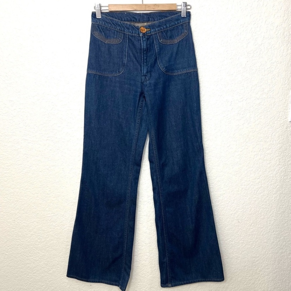 J Brand Flare Jeans Dark Wash Mid Rise 70’s Retro No Pockets Size 27 - Picture 12 of 12